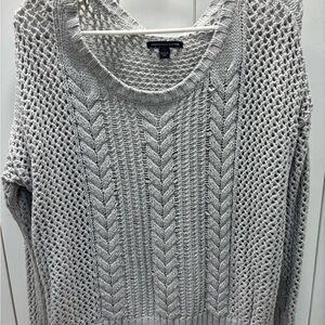 American Eagle Outfitters Light Gray Cable Knit Sweater